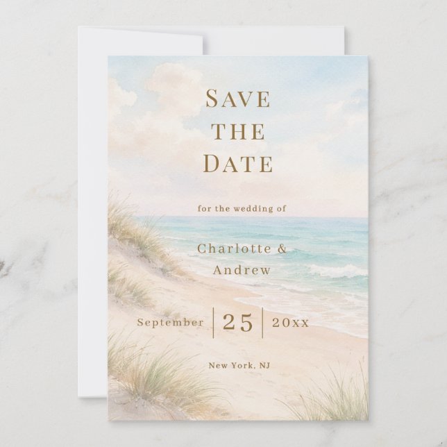 Reserve A Data Coastal beach modern wedding (Frente)