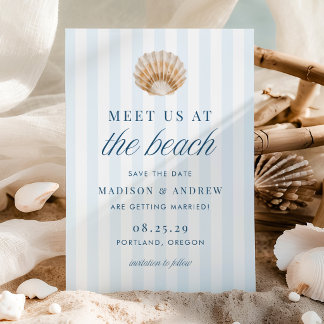 Reserve A Data Coastal Blue Stripes Shell Beach Wedding
