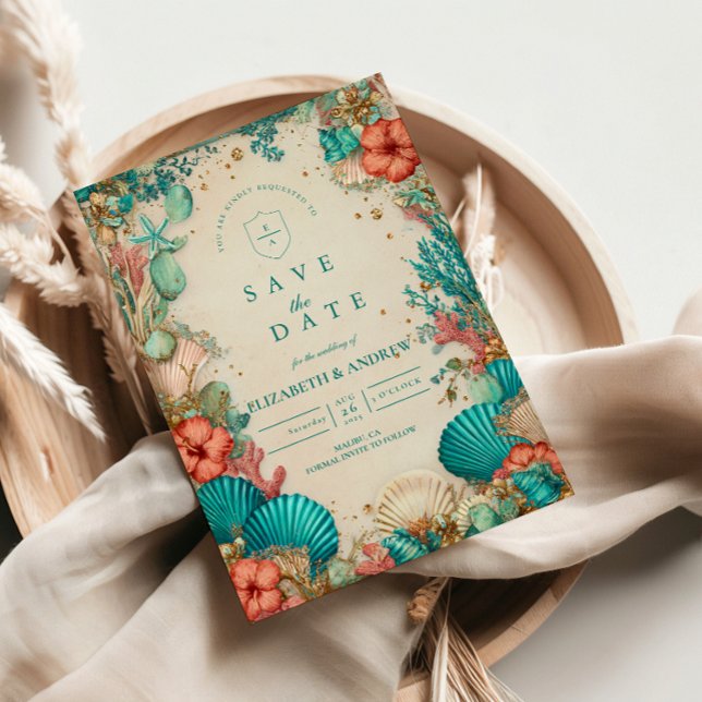 Reserve A Data Coastal Seashell Wedding (Criador carregado)