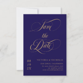 Reserve A Data Cobalt Blue Elegant Romantic Wedding