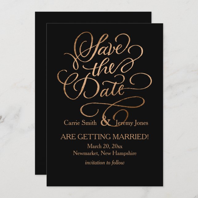 Reserve A Data Cobre Salve a Data em Qualquer Cor (Frente/Verso)