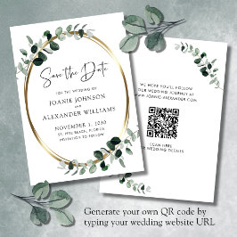 Reserve A Data Código QR atualizado Eucalyptus Greenery Dourado