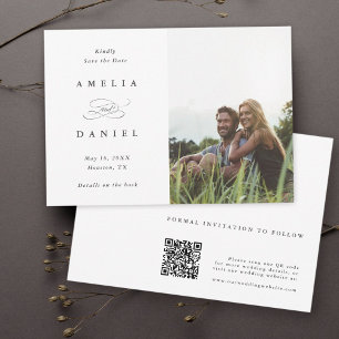 Reserve A Data Código QR Casamento de Foto Moderno Salvar a Data