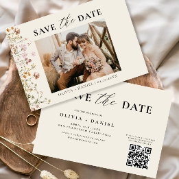 Reserve A Data Código QR Casamento Floral de Flor Selvagem