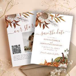 Reserve A Data Código QR casamento floral russo do terracotta mod