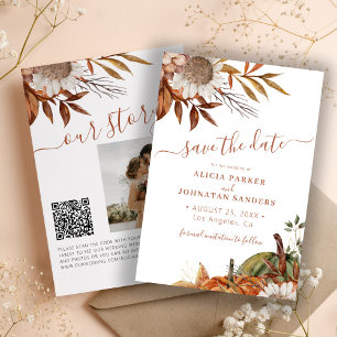 Reserve A Data Código QR casamento floral russo do terracotta mod