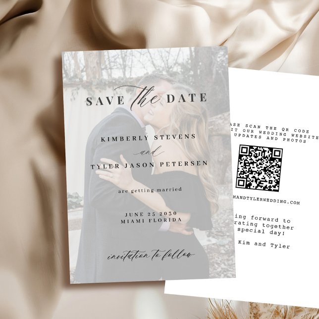 Reserve A Data CÓDIGO QR cobertura de fotos elegante casamento mo (Criador carregado)