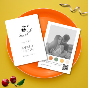 Reserve A Data Código QR Colorido de Roupas com Cereja Desenhada 