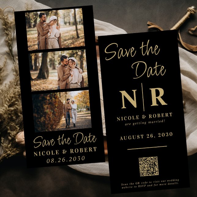 Reserve A Data Código QR da faixa de fotos monograma de casamento (Criador carregado)