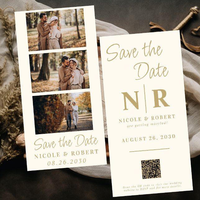 Reserve A Data Código QR da faixa de fotos monograma de casamento (Criador carregado)