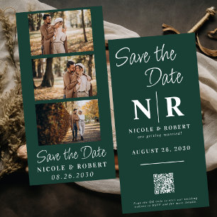 Reserve A Data Código QR da faixa de fotos monograma de casamento