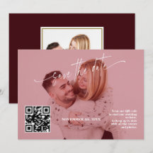 Código QR de Caligrafia Burgundy Profundo Foto Cas