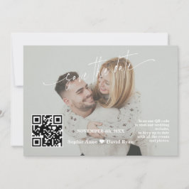 Reserve A Data Código QR de Caligrafia Verde Sálvia Foto Casament