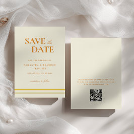 Reserve A Data Código QR de casamento amarelo suave minimalista m