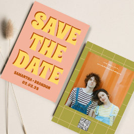 Reserve A Data Código Qr de Casamento Boho Ousado & Brilhante Ret