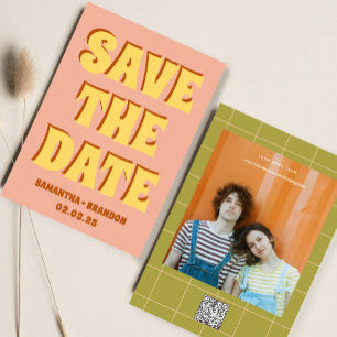 Reserve A Data Código Qr de Casamento Boho Ousado & Brilhante Ret