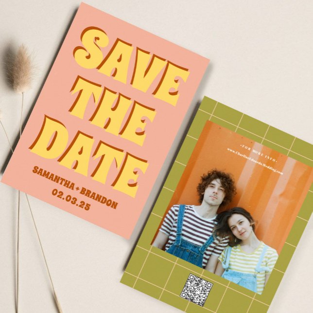 Reserve A Data Código Qr de Casamento Boho Ousado & Brilhante Ret (Criador carregado)