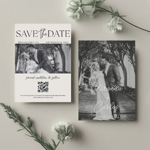Reserve A Data Código QR de casamento com letra de monograma eleg