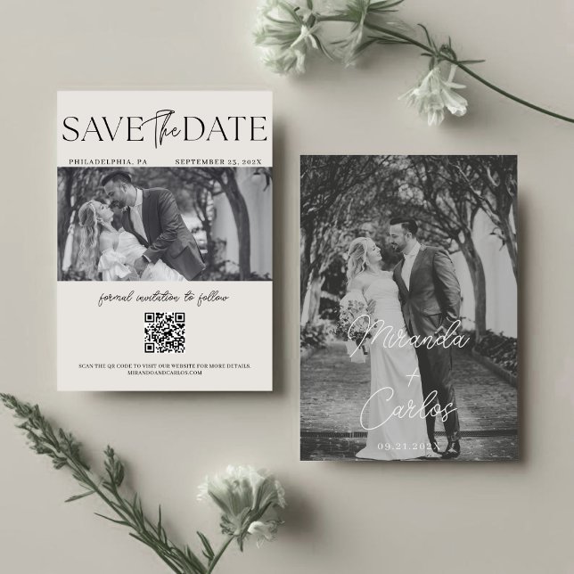 Reserve A Data Código QR de casamento com letra de monograma eleg (Criador carregado)