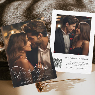 Reserve A Data Código QR de Casamento de Caligrafia Elegante