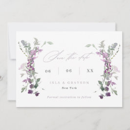 Reserve A Data Código QR de Casamento de Flores Selvagens Lilac