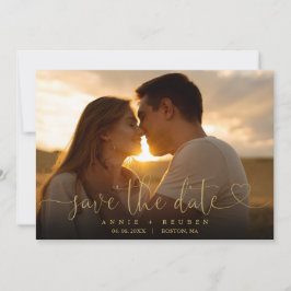 Reserve A Data Código QR de casamento de foto com coração dourado