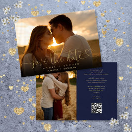 Reserve A Data Código QR de Casamento de Foto de Script de Coraçã