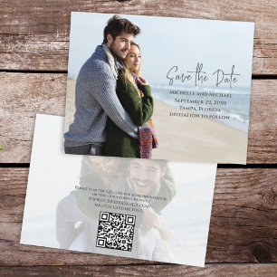 Reserve A Data Código QR de Casamento de Foto de Tendência Simple