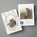 Reserve A Data Código QR de Casamento de Foto do Frame 2 de Oval<br><div class="desc">Este elegante casamento salve a data do convite contém lindas flores silvestres pintadas manualmente em rosa,  amarelo e verde como um quadro oval com uma foto. Para uma personalização mais avançada deste design,  clique no BOTÃO FERRAMENTA DESIGN AZUL acima! Itens correspondentes também estão disponíveis.</div>
