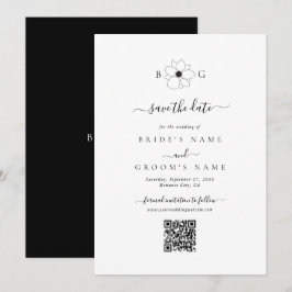 Reserve A Data Código QR de Casamento de Monograma Desenhado à Mã