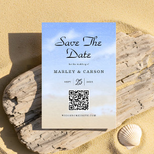 Reserve A Data Código QR de Casamento de Praia de Blue Sky Summer