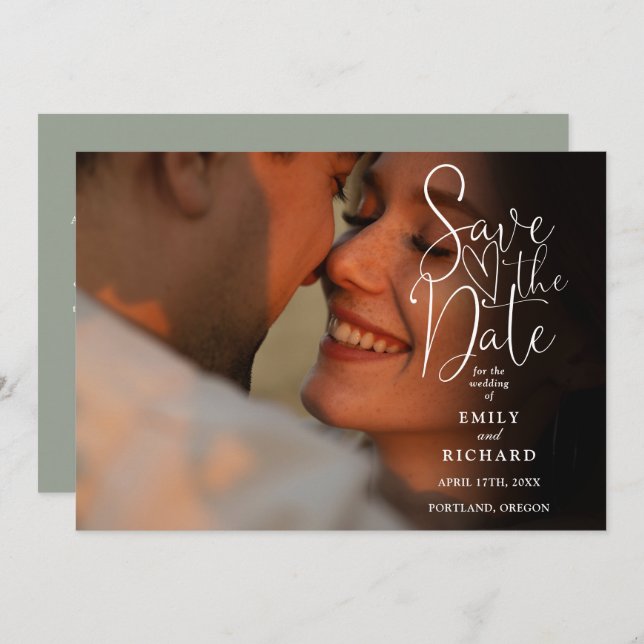 Reserve A Data Código QR de Casamento de Script Elegante Elegante (Frente/Verso)