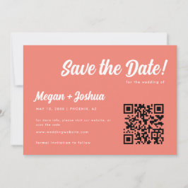 Reserve A Data Código QR de Casamento em Letra Corrida Rosa Coral