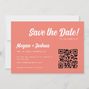 Reserve A Data Código QR de Casamento em Letra Corrida Rosa Coral