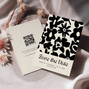 Reserve A Data Código QR de Casamento Floral Moderno de Retrô Sal
