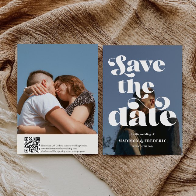 Reserve A Data Código QR de Casamento Rascunho Retro (Criador carregado)