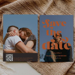 Reserve A Data Código QR de Casamento Retro Script