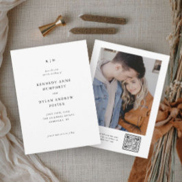Reserve A Data Código QR de casamento simples preto e branco eleg