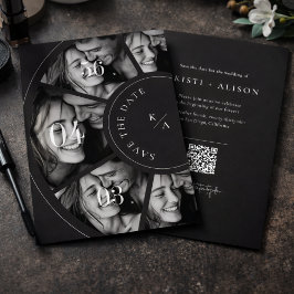 Reserve A Data Código QR de Colagem de Fotos Moderna para Casamen