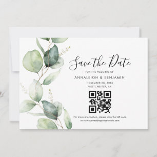 Reserve A Data Código QR de Eucalipto Elegante para Casamento Sal