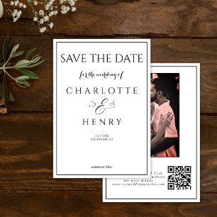 Reserve A Data Código QR de Foto de Caligrafia Elegante e Econômi