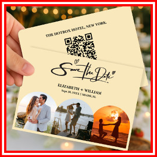 Reserve A Data Código QR de Foto de Casamento Amarelo Manteiga El