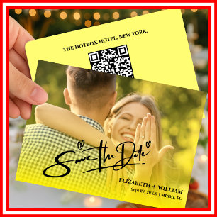 Reserve A Data Código QR de Foto de Casamento Amarelo Manteiga El