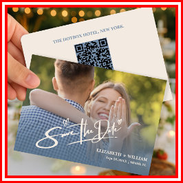 Reserve A Data Código QR de Foto de Casamento Azul Empoeirado Ele