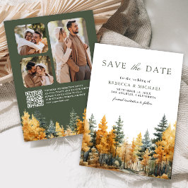 Reserve A Data Código QR de Foto de Casamento de Floresta de Outo