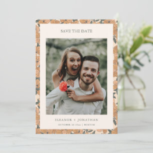 Reserve A Data Código QR de Foto de Casamento Floral Amarelo Boho