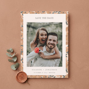 Reserve A Data Código QR de Foto de Casamento Floral Amarelo Boho