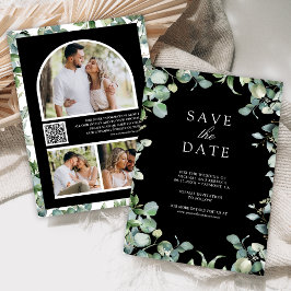 Reserve A Data Código QR de Foto de Eucalipto Preto de Casamento