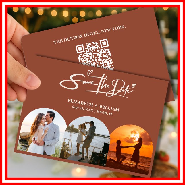 Reserve A Data Código QR de Foto Laranja Queimada Casamento Elega (Criador carregado)