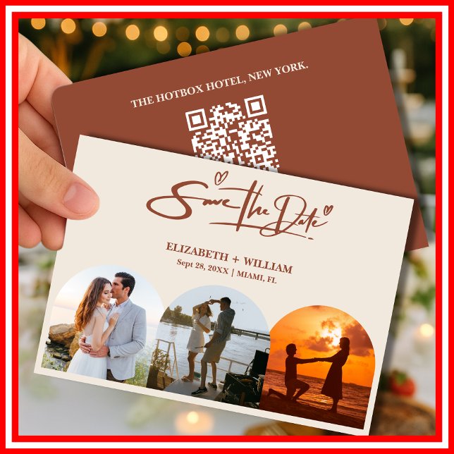 Reserve A Data Código QR de Foto Laranja Queimada Casamento Elega (Criador carregado)